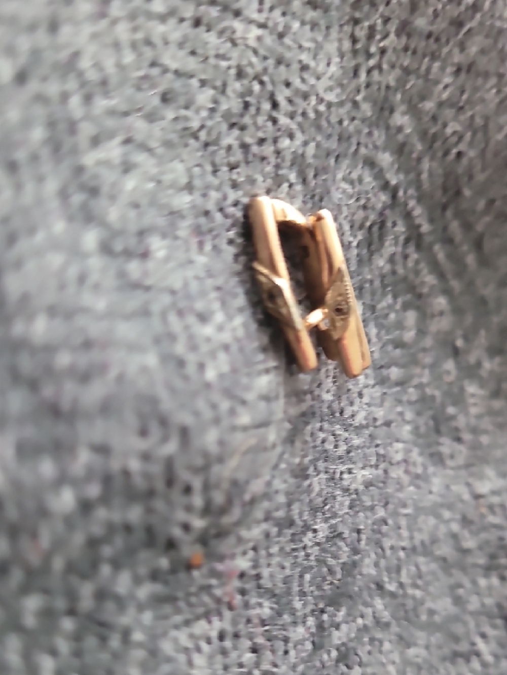 Small 14K Russian Pink Gold Earrings with Zirconia - Picture 5 of 9
